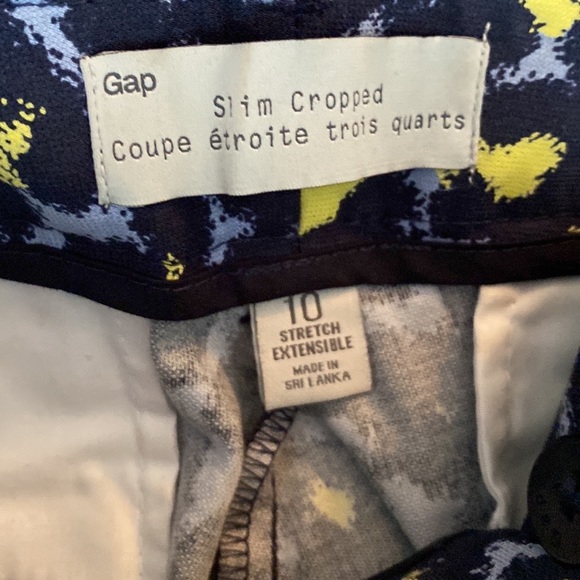 Gap Pants Womens Slim Cropped Stretch Black Purple Yellow Animal Print Size 10 - Picture 3 of 9